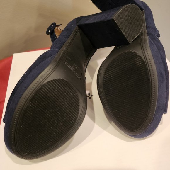 Sun & Stone, Navy - Blue Suede, Block Platform, size 7.5 wide - Picture 3 of 6
